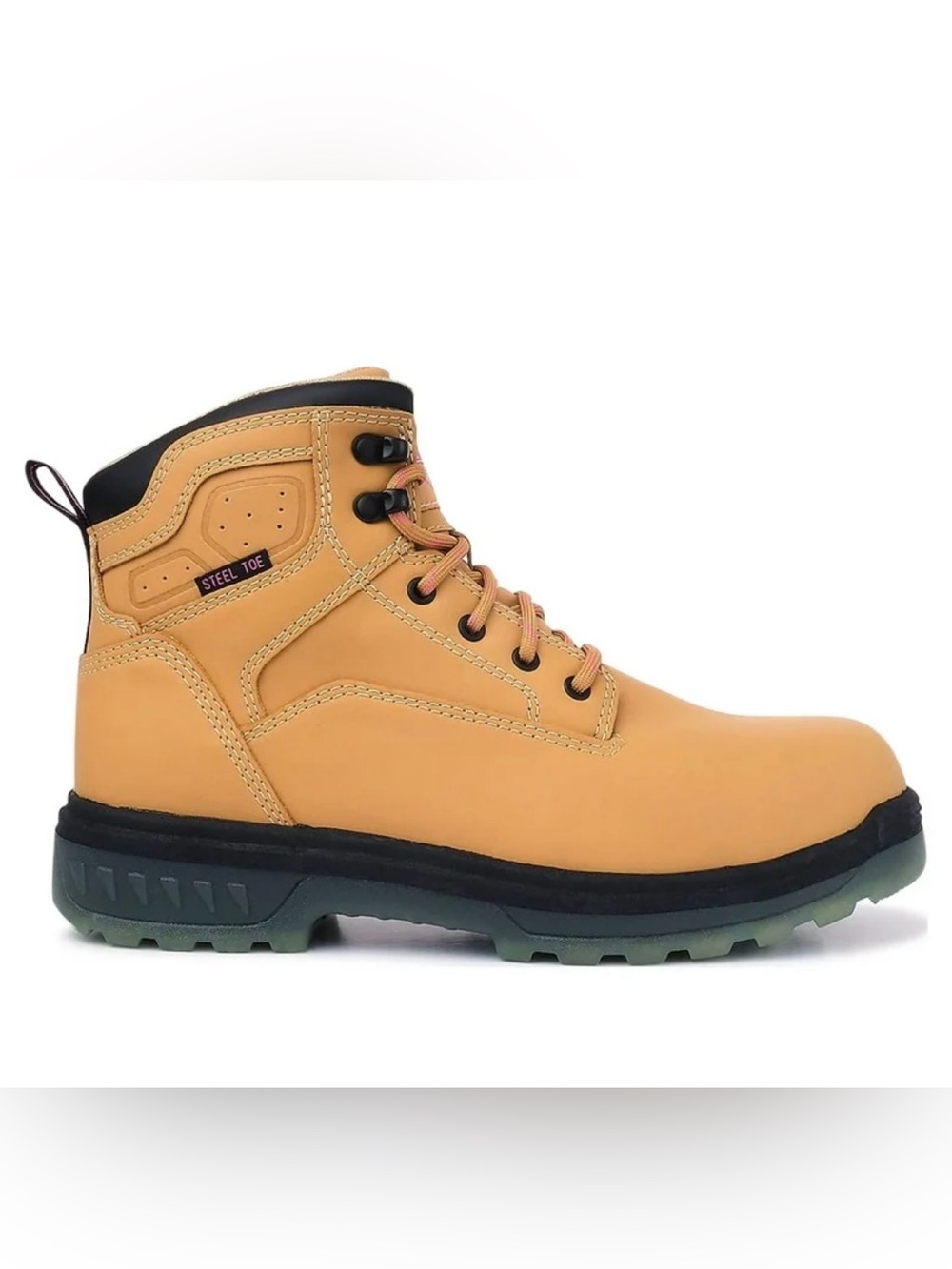 Brahma Tan Work-Style Combat Boots with Pink Accents